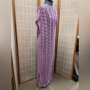 * Purple Lavenders Crochet Swim cover up bathing suit handmade Dress Maxi Long